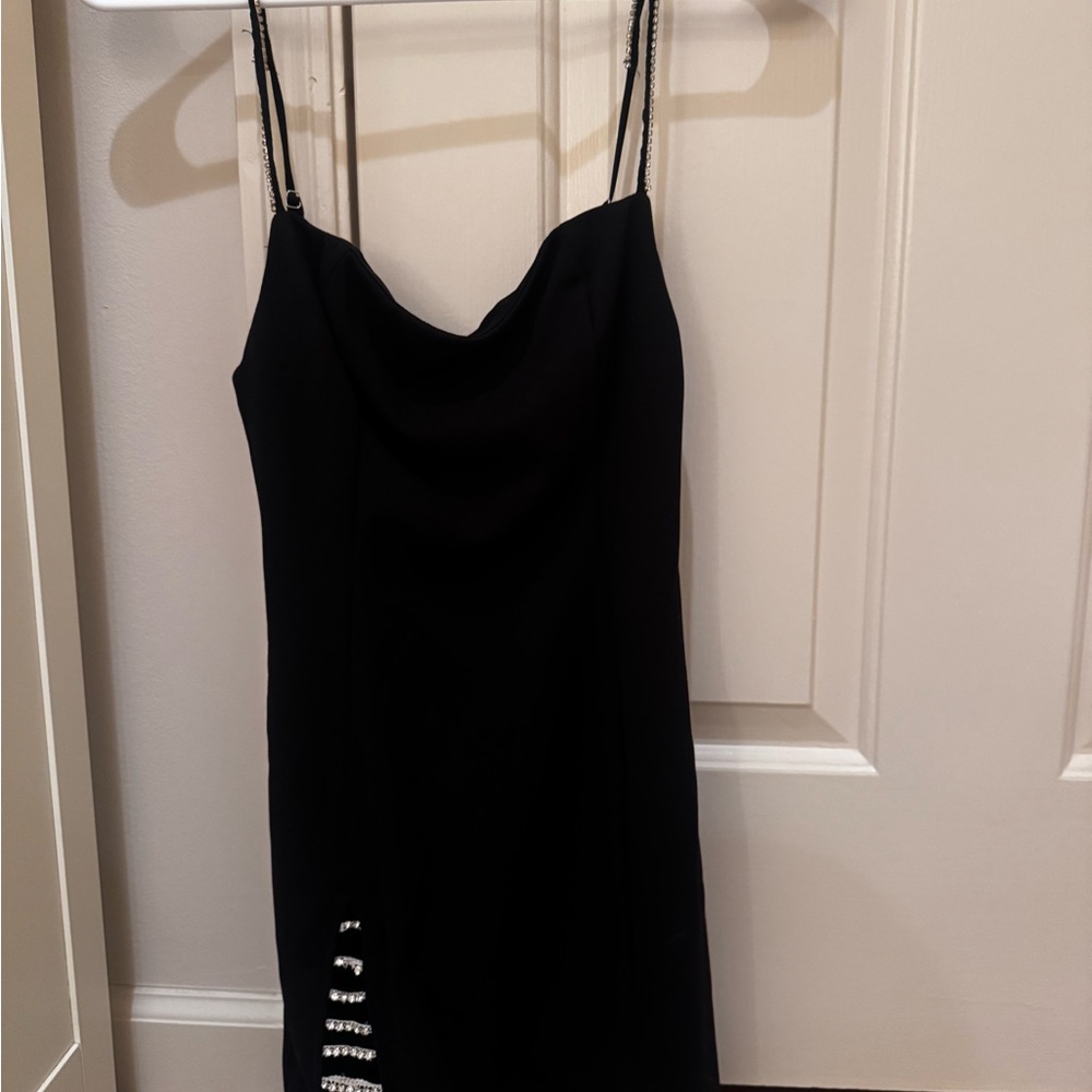 Lucy in the Sky Black Mini Dress with Silver Accents